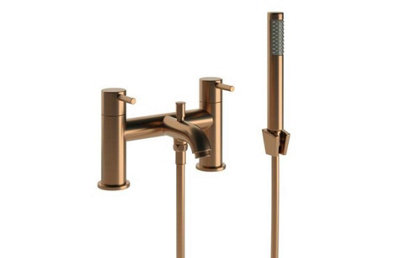 Aquarius Zanelli Bath Shower Mixer Tap with Kit Brushed Bronze