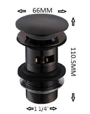 Aquarius Zanelli Easy Waste Matt Black Click Clack Slotted Mushroom ...
