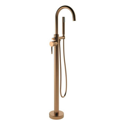 Aquarius Zanelli Floorstanding Bath Shower Mixer Tap with Kit Brushed ...
