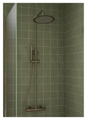 Aquarius Zanelli Round Adjustable Shower System Brushed Bronze
