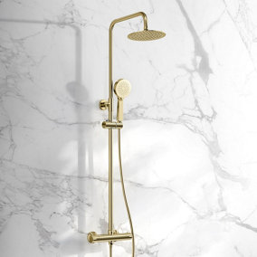 Aquarius Zanelli Two Outlet Shower Pack w/Riser & Overhead Brushed Brass AQ2814