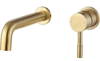Aquarius Zanelli Wall Mounted Basin Mixer Brushed Brass AQ3119