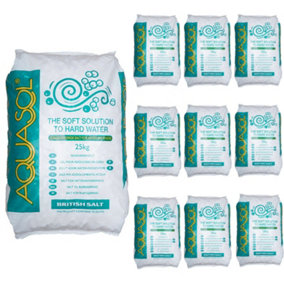 AQUASOL Water Softener Salt Tablets 25KG x 10 Bags - 100% Made from British Salt - Food Grade