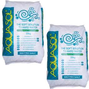AQUASOL Water Softener Salt Tablets 25KG x 2 Bags - 100% Made from British Salt - Food Grade