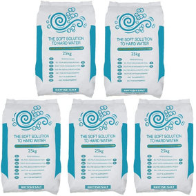 AQUASOL Water Softener Salt Tablets 25KG x 5 Bags - 100% Made from British Salt - Food Grade