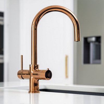 Aquatap Pro Polished Rose Gold C-Shape 4-in-1 Instant Boiling Water Tap