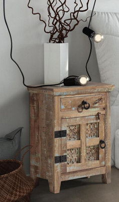 Aravali Bedside Table Right (ARA-208-L) - Mango Wood - L33 x W51 x H71 cm - Distress Finish