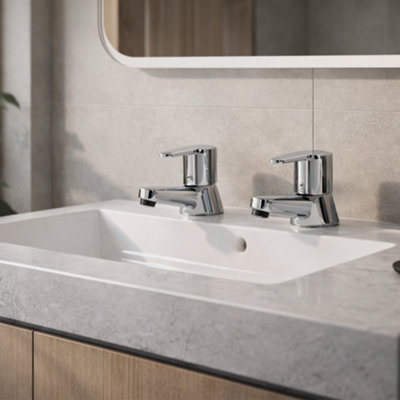 Araya Urban Bath Tap Pair - Chrome Finish, Solid Brass Construction ...