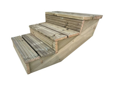 Arbor Garden Solutions decking step  kit, raised garden stairs (3 steps, 90cm width, natural finish)