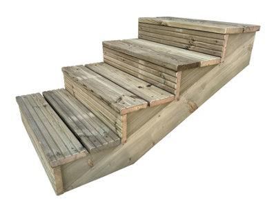 Arbor Garden Solutions decking step  kit, raised garden stairs (4 steps, 60cm width, natural finish)