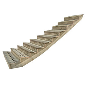 Arbor Garden Solutions decking step stringer kit, raised garden stairs (10 steps, 120cm width, natural finish)