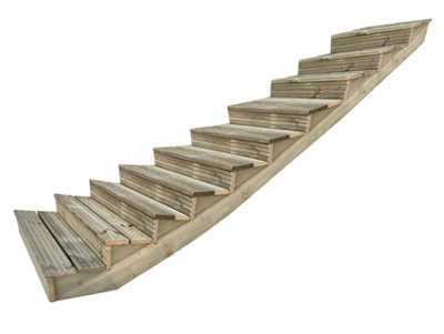 Arbor Garden Solutions decking step stringer kit, raised garden stairs (10 steps, 150cm width, natural finish)