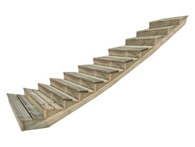 Arbor Garden Solutions decking step stringer kit, raised garden stairs (11 steps, 180cm width, natural finish)