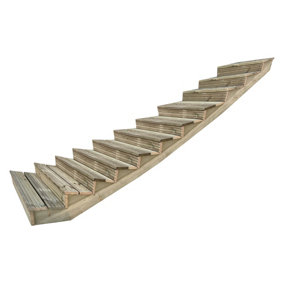 Arbor Garden Solutions decking step stringer kit, raised garden stairs (11 steps, 180cm width, natural finish)