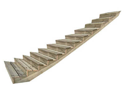 Arbor Garden Solutions decking step stringer kit, raised garden stairs (12 steps, 120cm width, natural finish)