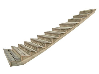 Arbor Garden Solutions decking step stringer kit, raised garden stairs (12 steps, 180cm width, natural finish)