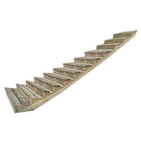 Arbor Garden Solutions decking step stringer kit, raised garden stairs (12 steps, 90cm width, natural finish)