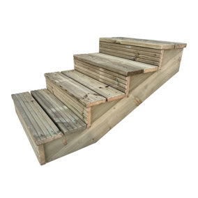 Arbor Garden Solutions decking step stringer kit, raised garden stairs (4 steps, 120cm width, natural finish)