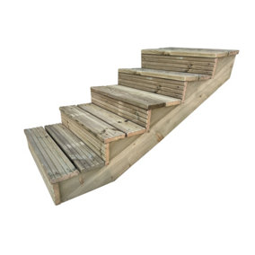 Arbor Garden Solutions decking step stringer kit, raised garden stairs (5 steps, 120cm width, natural finish)