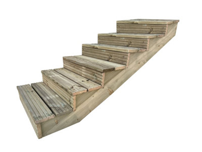 Arbor Garden Solutions decking step stringer kit, raised garden stairs (6 steps, 150cm width, natural finish)