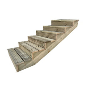 Arbor Garden Solutions decking step stringer kit, raised garden stairs (6 steps, 150cm width, natural finish)