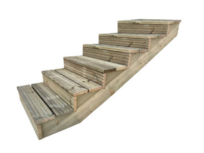 Arbor Garden Solutions decking step stringer kit, raised garden stairs (6 steps, 180cm width, natural finish)