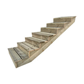 Arbor Garden Solutions decking step stringer kit, raised garden stairs (7 steps, 150cm width, natural finish)