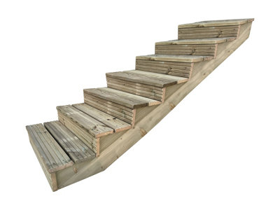 Arbor Garden Solutions decking step stringer kit, raised garden stairs (7 steps, 90cm width, natural finish)