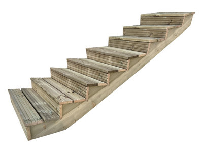 Arbor Garden Solutions decking step stringer kit, raised garden stairs (8 steps, 120cm width, natural finish)