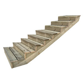 Arbor Garden Solutions decking step stringer kit, raised garden stairs (8 steps, 120cm width, natural finish)