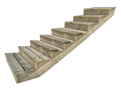 Arbor Garden Solutions decking step stringer kit, raised garden stairs (8 steps, 180cm width, natural finish)