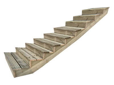 Arbor Garden Solutions decking step stringer kit, raised garden stairs (9 steps, 120cm width, natural finish)