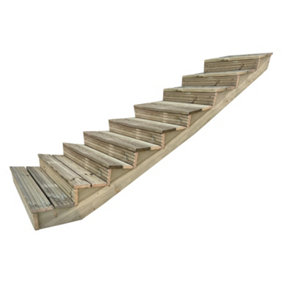 Arbor Garden Solutions decking step stringer kit, raised garden stairs (9 steps, 120cm width, natural finish)