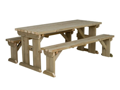 Arbor Garden Solutions Picnic Bench and Table Set, Aspen Wooden Patio Furniture (5ft, Natural finish)