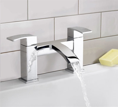 ARC Waterfall Deck Mounted Bath Filler Tap Chrome Mixer Taps Modern Bathroom - 3