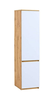 Arca AR2 Tall Cabinet - Contemporary Dual-Tone in Oak Wotan & Arctic White, H1952mm W450mm D520mm