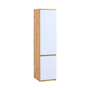 Arca AR2 Tall Cabinet - Contemporary Dual-Tone in Oak Wotan & Arctic White, H1952mm W450mm D520mm
