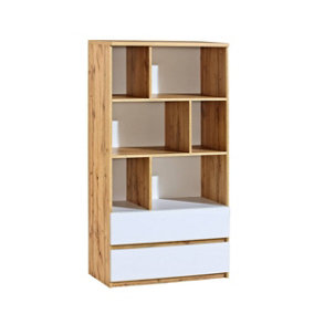 Arca AR4 Bookcase - Contemporary Dual-Tone Storage, H1507mm W801mm D400mm in Oak Wotan & Arctic White