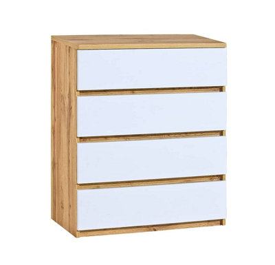 Arca AR5 Chest of Drawers - Elegant Two-Tone Storage, H940mm W801mm D400mm in Oak Wotan & Arctic White