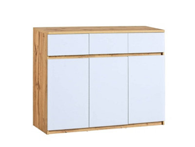 Arca AR6 Sideboard Cabinet 120cm - Modern Two-Tone Design, H940mm W1200mm D400mm in Oak Wotan & Arctic White