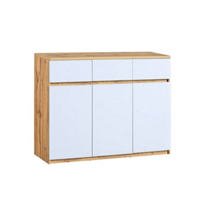 Arca AR6 Sideboard Cabinet 120cm - Modern Two-Tone Design, H940mm W1200mm D400mm in Oak Wotan & Arctic White