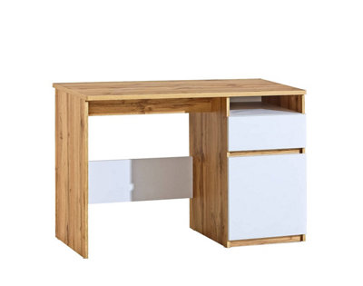 Arca AR7 Computer Desk - Modern Contrast in Oak Wotan & Arctic White, H795mm W1200mm D520mm