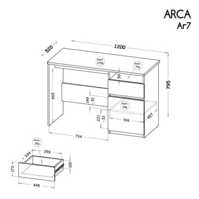 Arca AR7 Computer Desk - Modern Contrast in Oak Wotan & Arctic White, H795mm W1200mm D520mm