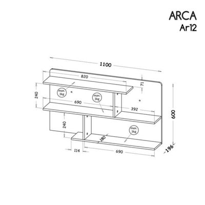 Arca AR8 Wall Shelf - Minimalist Elegance in Arctic White, H150mm W801mm D196mm