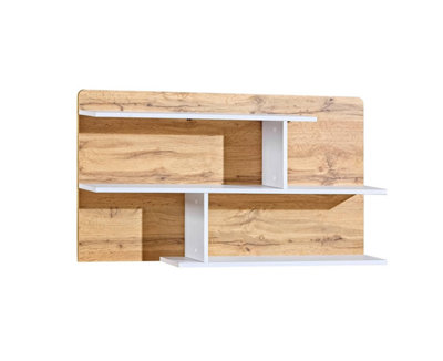 Arca AR8 Wall Shelf - Stylish Contrast in Oak Wotan & Arctic White, H150mm W801mm D196mm