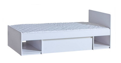 Arca AR9 Bed with Drawer 90x195cm - Ultimate Comfort in Arctic White, H741mm W1982mm D940mm