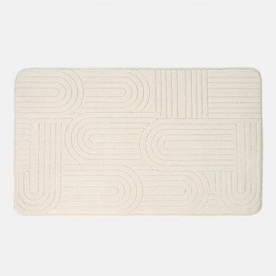 Arch Embossed Memory Foam Absorbent Non-Slip Bath Mat, Cream - 45 x 75cm