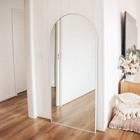Arch Leaner Dressing White Stainless Steel Framed Mirror - 1700 x 760mm