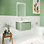 Arch Wall Hung 1 Drawer Vanity Basin Unit with Polymarble Basin, 600mm - Satin Green - Balterley