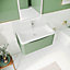Arch Wall Hung 1 Drawer Vanity Basin Unit with Polymarble Basin, 800mm - Satin Green - Balterley